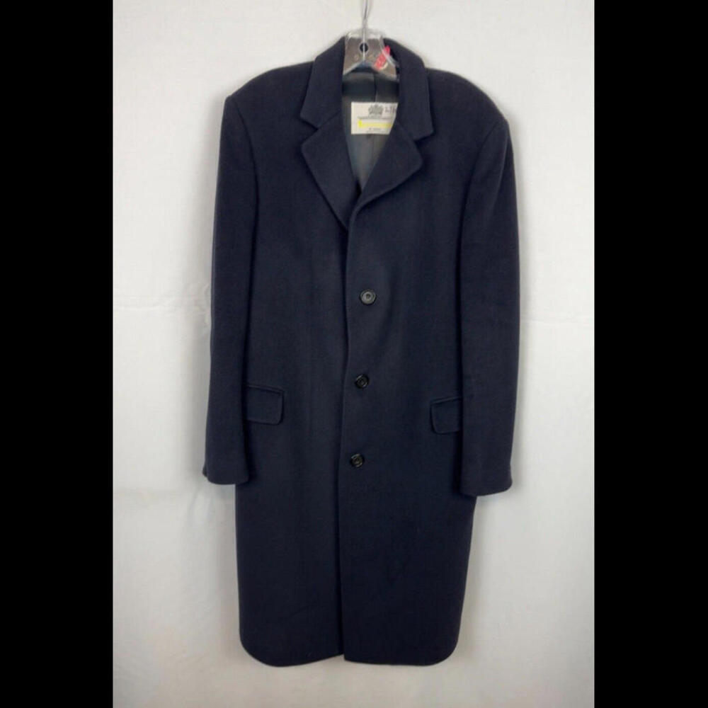 Aquascutum Wool Single-Breasted Overcoat Dark Blue Size 42 R US